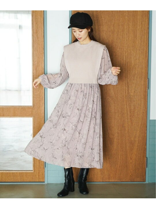 楽天市場】【SALE／10%OFF】ニットベスト2P柄ワンピースロングスリーブ 