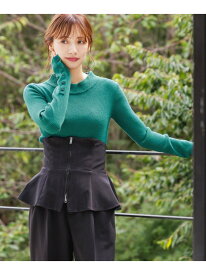 【SALE／50%OFF】【古畑星夏さん着用アイテム】タートルネック袖ボタンプルオーバー mysty woman ミスティウーマン トップス ニット グリーン ブルー ホワイト ブラック レッド【RBA_E】[Rakuten Fashion]