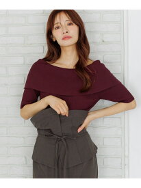 オフショル風リブニット mysty woman ミスティウーマン トップス ニット ブラック ホワイト ワインレッド【先行予約】*【送料無料】[Rakuten Fashion]