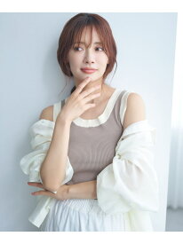 前後2WAY配色ニットタンク mysty woman ミスティウーマン トップス ノースリーブ・タンクトップ ベージュ ホワイト ブラック【送料無料】[Rakuten Fashion]