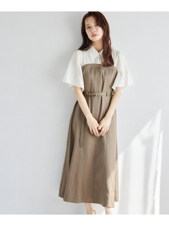 楽天市場】【SALE／50%OFF】フレアスリーブドッキングワンピース mysty 