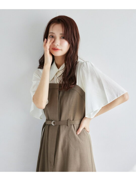 楽天市場】【SALE／50%OFF】フレアスリーブドッキングワンピース mysty 
