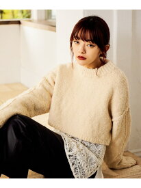 3ゲージネップヤーンショートニット mysty woman ミスティウーマン トップス ニット ブラウン ホワイト ブラック【先行予約】*【送料無料】[Rakuten Fashion]