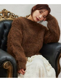 モヘヤタッチニット mysty woman ミスティウーマン トップス ニット ブラウン ホワイト グレー【先行予約】*【送料無料】[Rakuten Fashion]