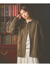 【SALE／50%OFF】襟2WAY合皮切り替えブルゾン mysty woman ミスティウーマン ジャケット・アウター ブルゾン・ジャンパー ブラウン カーキグリーン ホワイト【RBA_E】【送料無料】[Rakuten Fashion]