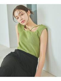 ストリング2WAYリブニットタンク mysty woman ミスティウーマン トップス その他のトップス グリーン【送料無料】[Rakuten Fashion]