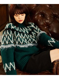 モヘヤタッチノルディックニット mysty woman ミスティウーマン トップス ニット ホワイト ブラック グリーン【先行予約】*【送料無料】[Rakuten Fashion]