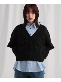 マイクロスパンコールVニット mysty woman ミスティウーマン トップス ニット ブラウン ブラック ホワイト【先行予約】*【送料無料】[Rakuten Fashion]