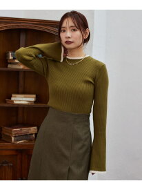 【WEB限定】ハイゲージ配色ニット mysty woman ミスティウーマン トップス ニット ブラウン ブラック カーキグリーン ホワイト ベージュ ネイビー【送料無料】[Rakuten Fashion]