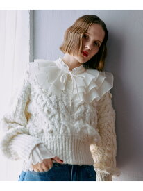 ボートネックケーブルニット mysty woman ミスティウーマン トップス ニット ホワイト ブラウン【送料無料】[Rakuten Fashion]