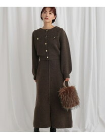 【SALE／10%OFF】カーデSETニットワンピース mysty woman ミスティウーマン ワンピース・ドレス ワンピース ブラウン ベージュ【RBA_E】【送料無料】[Rakuten Fashion]