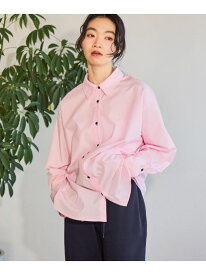 ラウンドヘムレギュラーカラーシャツ mysty woman ミスティウーマン トップス シャツ・ブラウス ホワイト ブルー ピンク【送料無料】[Rakuten Fashion]