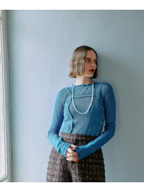 【SALE／30%OFF】レースハイネックカットソー mysty woman ミスティウーマン トップス カットソー・Tシャツ ブラック ブルー ホワイト【RBA_E】【送料無料】[Rakuten Fashion]