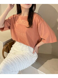 カスレロゴピグメントTシャツ mysty woman ミスティウーマン トップス カットソー・Tシャツ オレンジ ホワイト グレー グリーン【先行予約】*[Rakuten Fashion]