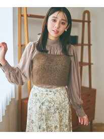 【SALE／50%OFF】フェザーキャミSETブラウス mysty woman ミスティウーマン トップス シャツ・ブラウス ホワイト ブラウン【RBA_E】【送料無料】[Rakuten Fashion]