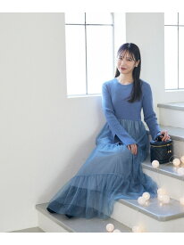 【SALE／60%OFF】【コスメヲタちゃんねるサラさんコラボ】星屑チュールワンピ mysty woman ミスティウーマン ワンピース・ドレス ワンピース ブルー【RBA_E】【送料無料】[Rakuten Fashion]