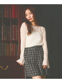 シアー長袖ニット mysty woman ミスティウーマン トップス ニット ブラック ブラウン ホワイト[Rakuten Fashion]