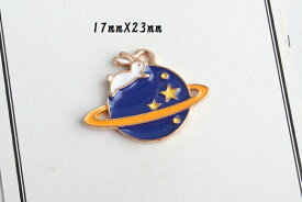 兎 ウサギ 宇宙 惑星 チャーム ピアスパーツ アクセサリーパーツ 1個