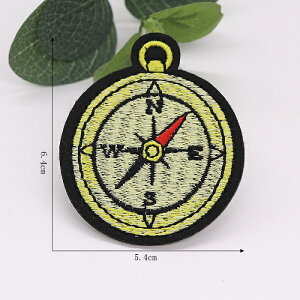 方位磁針 コンパス ワッペン アイロン対応 アップリケ 手芸材料 1枚