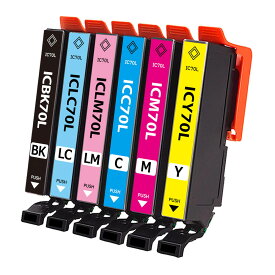 【メール便送料無料】Epson IC6CL70L互換インク 2個自由選択 増量版 (ICBK70L ICC70L ICM70L ICY70L ICLC70L ICLM70L ) 対応機種：EP-306/EP-706A /EP-775A/EP-775AW/EP-776A/EP-805A /EP-805AR/EP-805AW/EP-806AB/EP-806AR/EP-806AW /EP-905A/EP-905F/EP-906F/EP-976A3