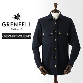 【40%OFF/定価63,800円】グレンフェル 新品 オーバーシャツ OVERSHIRT-MOLESKIN 38 ネイビー 国内正規品 英国製 GRENFELL #f10032 GF38