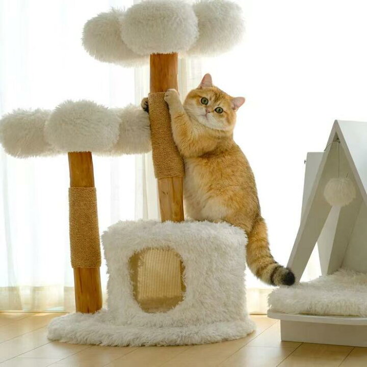 楽天市場】【雲にのる】無垢材キャットタワー 北欧風 天然木 猫家具 