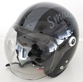 スモールジェット ヘルメット　開閉シールド付（バブルシールドタイプ）ブラック/グレーライン