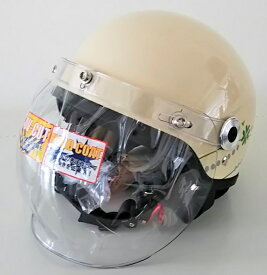CR−760バブルシールド付ハーフヘルメットクラブアイボリーかわいいクローバー柄