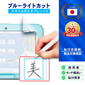 スマイルゼミ タブレット 3 3R ブルーライトカット 保護フィルム フィルム Smile zemi Tablet 3/3R 画面 保護 薄型 学習 タブレット 塾 勉強 疲れ目軽減 液晶 ペーパーライク 低反射 ケースに干渉しない ブルーライト クリア 透明