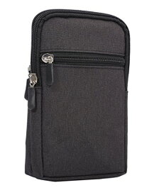 スマホ 大容量 スマホケース ケース 財布 ウォレット バッグ ウエストポーチ ベルト掛け デニム素材 縦型 財布 ウォレット トラベル アウトドア 黒