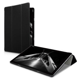 Huawei MediaPad M5 Lite ケース 10.1 タブレット 薄型 軽量 スタンド オートスリープ カバー レザー PC ハード 黒