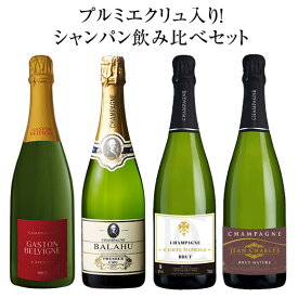 【送料無料】 プルミエ・クリュ入り!シャンパーニュ飲み比べ豪華4本セット スパークリングワイン 辛口 ワインセット シャンパン【W04038】