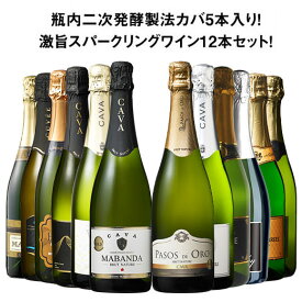 【送料無料】瓶内二次発酵製法カバ5本入り!!激旨スパークリングワイン12本セット 第12弾 スパークリングワイン 辛口 ワインセット 【W05085】