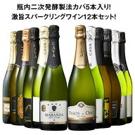 【送料無料】瓶内二次発酵製法カバ5本入り!!激旨スパークリングワイン12本セット 第17弾 スパークリング…