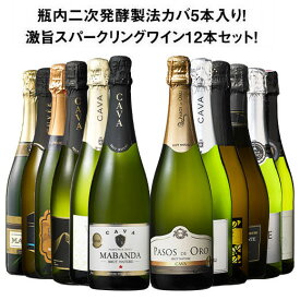 【送料無料】瓶内二次発酵製法カバ5本入り!!激旨スパークリングワイン12本セット 第17弾 スパークリングワイン 辛口 ワインセット 【W05493】