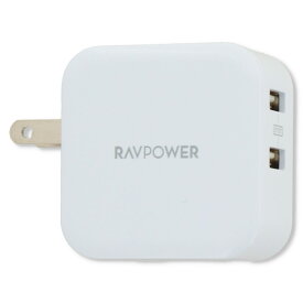 【新品未開封品】RAVPower USB充電器 2ポート 24W アダプタ USB コンセント ACアダプタ PSE認証済み 急速充電器 4.8A (2.4Ax2) ホワイト RP-UC11