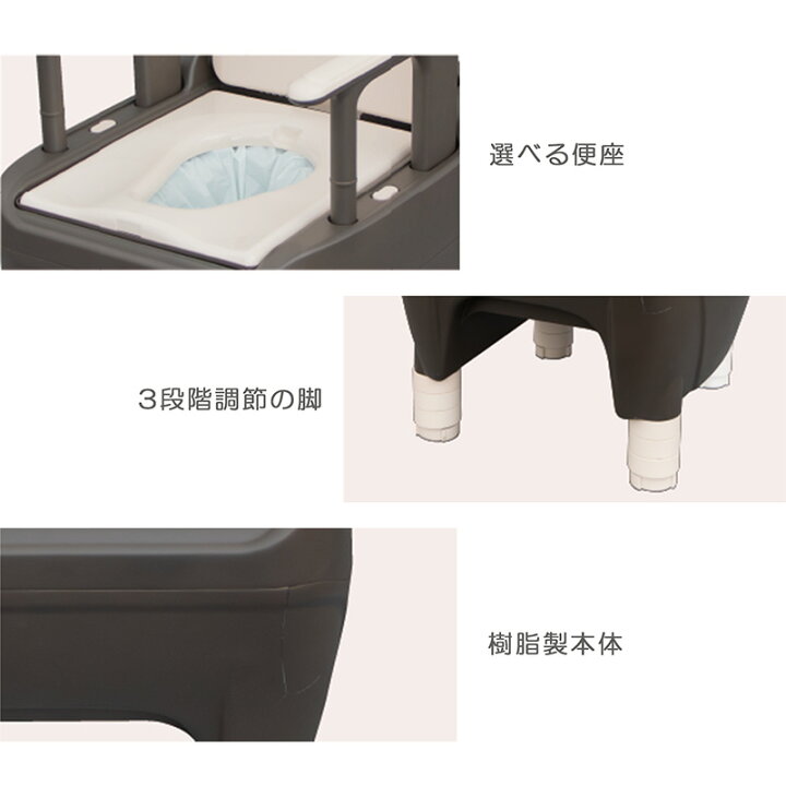楽天市場】ポータブルトイレ バケツタイプ 家具調トイレ ベッド横 工事 