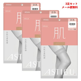 【3足セット】ASTIGU【肌】自然な素肌感 ひざ上丈 ストッキング (全5色)(22-25cm) ガーター ニーハイタイツ レディース アスティーグ アツギ メール便送料無料 ag-f04520-3p D1PK