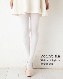 Point Me 白タイツ 80デニール M-L ホワイト レディース コスプレ mz-ts01