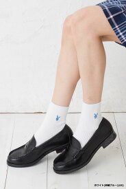 スクールソックス プレイボーイワンポイント刺繍 14cm丈 23-25cm (黒・白・紺 全8色) 靴下 レディース PLAY BOY