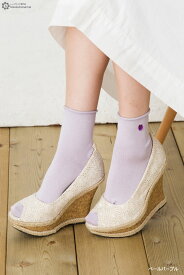 レーヨンシルク ロークルーソックス くるりん無地 ビジュー付き (23-25cm) 靴下 レディース socks ladies