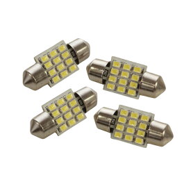 T10×31mm LED ホワイト 1216SMD×12連 6500K バルブ 白 4個 ルームランプ ナンバー灯 ラゲッジランプ カーテシランプ ルームライト ライセンスランプ 対応