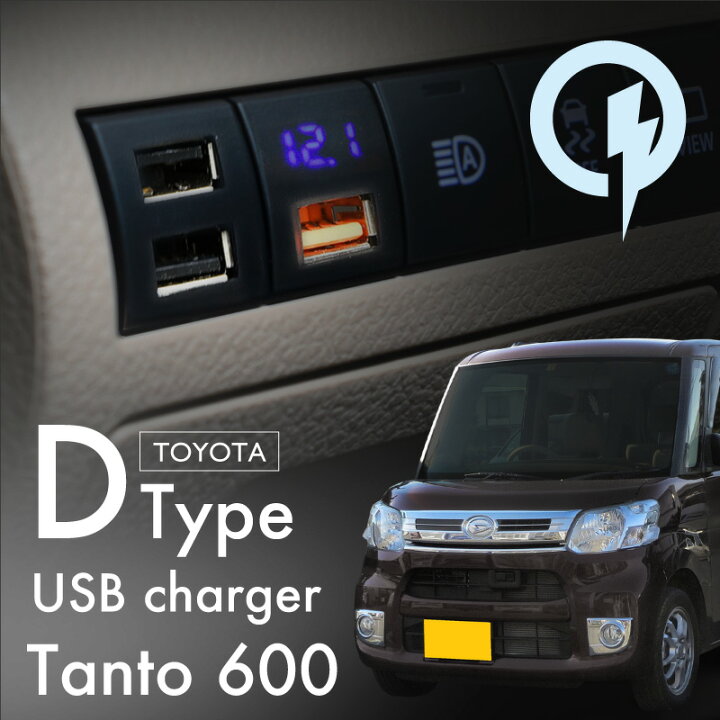 楽天市場 ダイハツ タント タントカスタム 600系 増設 充電 Qc3 0 Usbポート 急速充電 高速充電 2ポート 電圧計 トヨタdタイプ スイッチポート 22 5mm 車 パーツ 部品 内装 電装 インテリア ｍ ｚｎｅｔ