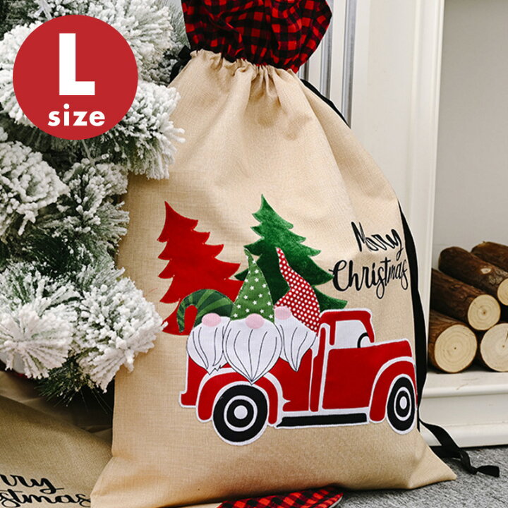 楽天市場 ラッピング 袋 クリスマス プレゼント用 巾着袋 サンタ 麻 ラッピング用品 梱包 包装 贈り物 おしゃれ かわいい サンタクロース ｍ ｚｎｅｔ