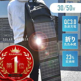 ソーラーパネル ソーラーチャージャー 折りたたみ 折り畳み ソーラーパネル充電器 ソーラー充電器 ポータブル モバイルバッテリー USB 30w 50w 薄型 軽量 太陽光発電 キャンプ アウトドア 防災対策 車中泊
