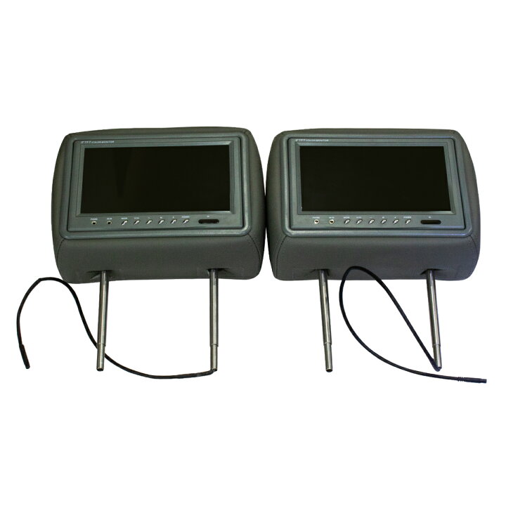 楽天市場 ヘッドレストモニター 9インチ 皮 レザー 2個セット おすすめ モニター 色選択 黒 ブラック グレー ベージュ カスタム パーツ 液晶 8分配器プレゼント中 ｍ ｚｎｅｔ