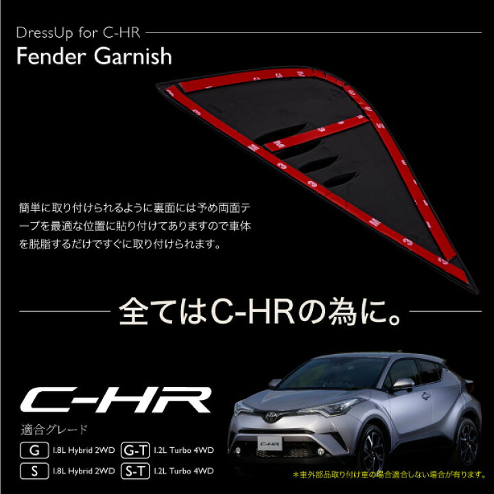 楽天市場】C-HR フェンダー ガーニッシュ ダミーダクト ピアノブラック 