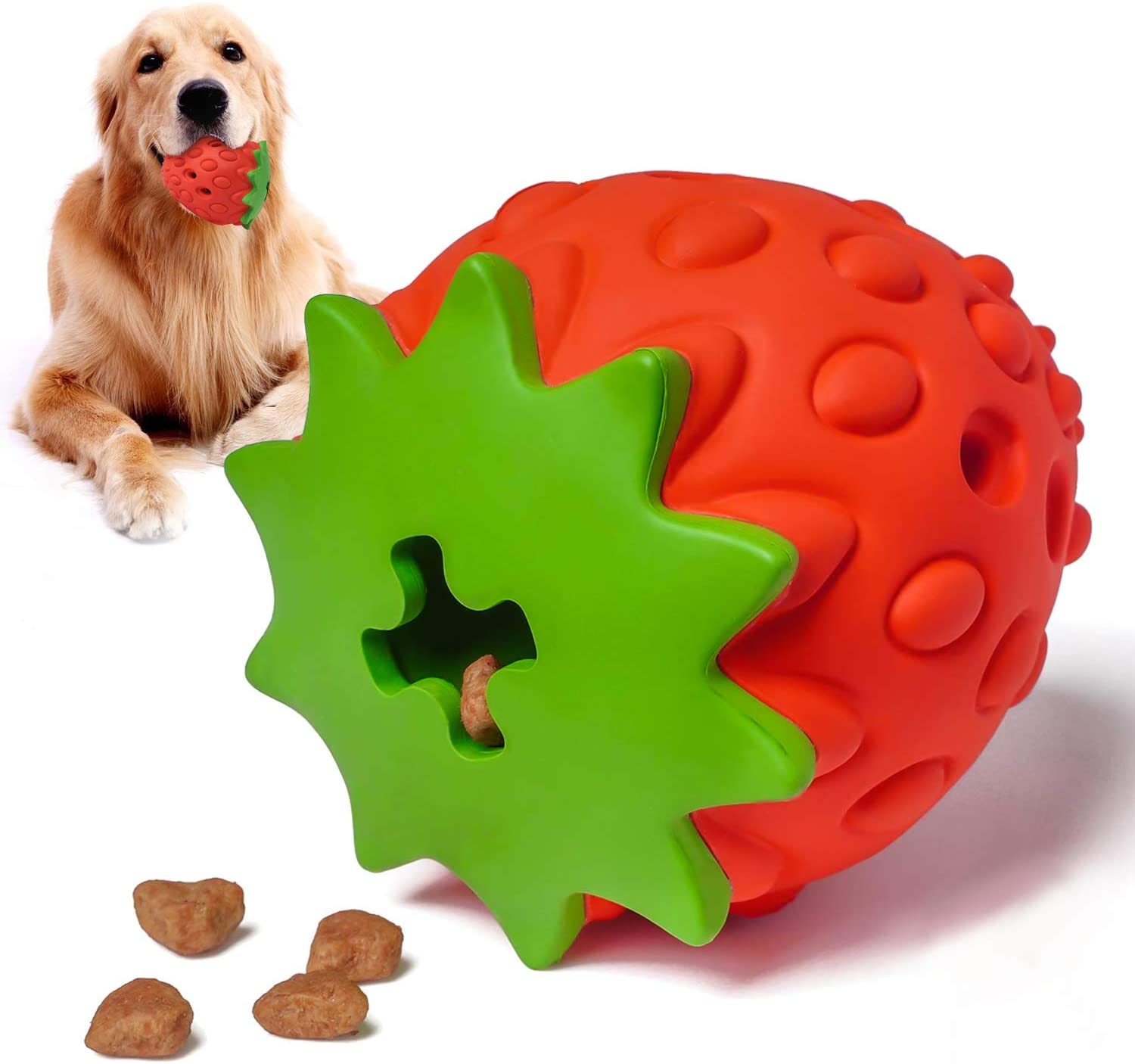 犬おもちゃ 犬噛むおもちゃ 犬用 柔らかい イチゴ 玩具ボール 最大42%OFFクーポン ラバー製 知育玩具 歯清潔 餌入れ 運動不足やストレス解消 おやつボール 安全 丈夫 新作送料無料 大型犬 中型犬