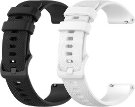 【2色セット】 Garmin active/Venu 2/vivoactive 4 交換用ベルト シリコン製 柔らかい 防水 多色選択 脱着簡単 携帯便利（ブラック＋ホワイト）