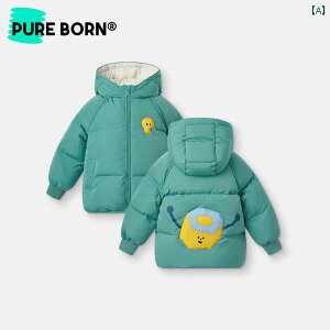 ダウンジャケット キッズ コート 子供服 アウター ファッション おしゃれ 秋冬 男の子 女の子 ベビー 暖かい ミドル丈 フード ブルー ベージュ